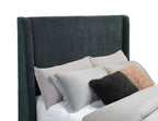 Preston Upholstered California King Audio Flame Visualizer Bed Dark Blue
