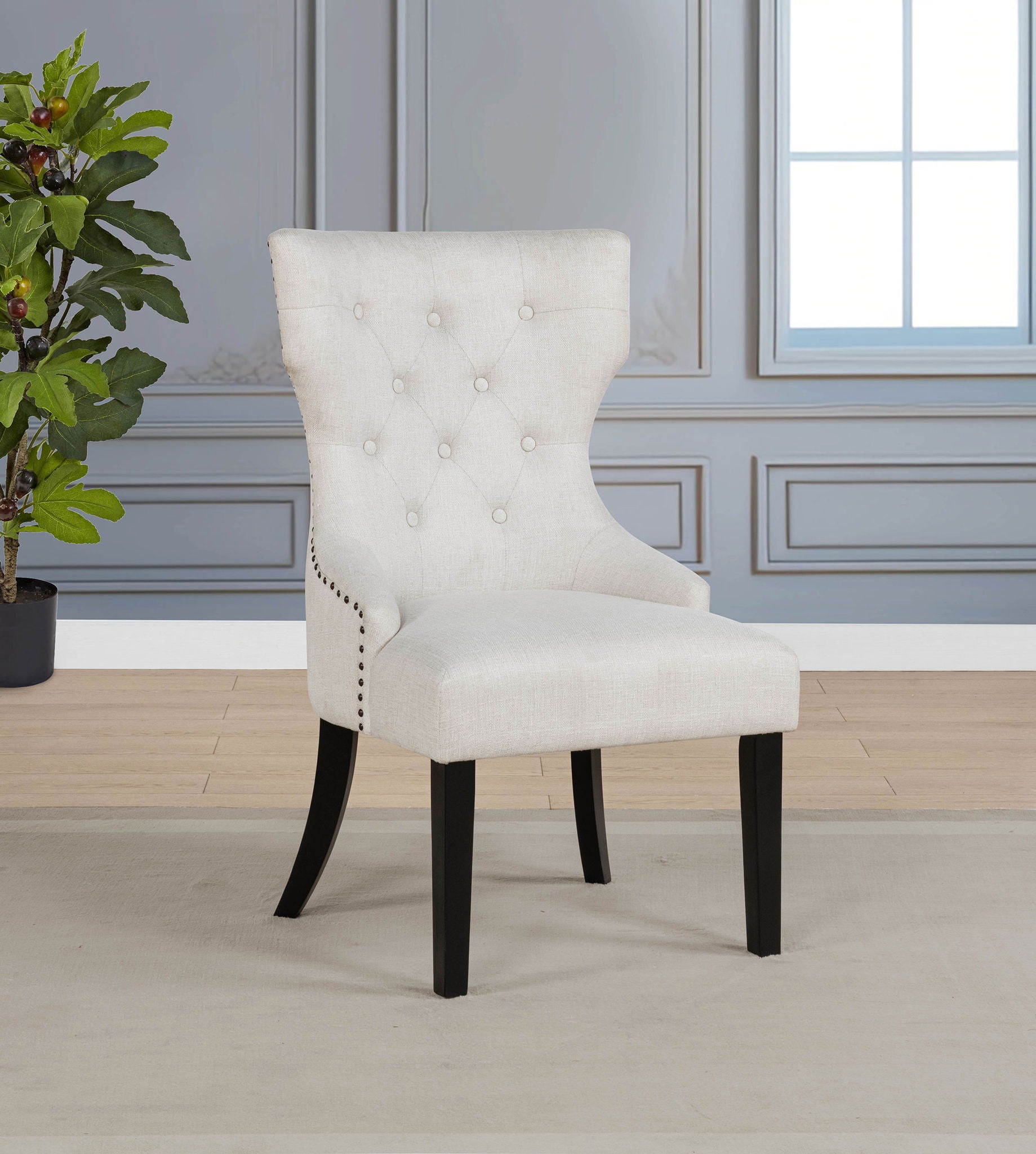 Baney Fabric Upholstered Dining Side Chair Cream and Black