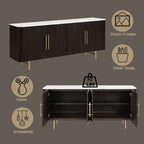 Clayten - Server - White Natural Marble Top & Espresso