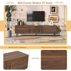 TV Stand With 2 Drawers, Media Console Table For TVs Up To 80'' For Living Room - Walnut