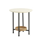 Oval End Table - White / Natural