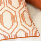 Geometric Embroidered Throw Pillow - Rust