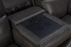 Leon - Power Sofa Recliner With Power Headrest, Power Lumbar, Heat And Massage (Dropdown Table With Smart Tabletop Control) - Smokey Gray