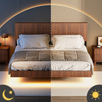 Floating Bedstead With Charging Station And LED Lights