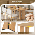 Dining Table Set With 6 Upholstered Chairs, Rectangular Table With Cutout Legs