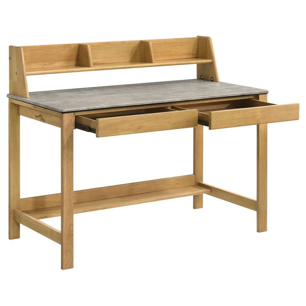 Besler 47-inch SmartTop Writing Desk with Shelf Cement and Natural