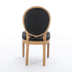 French Style Solid Wood Frame Antique Painting, Hand-Pulled Buckle Decoration Artificial Dining Chair With Nailhead Trim, Wood Legs
