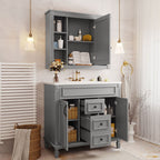 Bathroom Vanity With Top Sink, Mirror Cabinet, 2 Soft Closing Doors & 2 Drawers