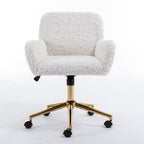 Office Chair, Artificial Rabbit Hair Home Office Chair With Metal Base, Adjustable Desk Chair Swivel Office Chair, Vanity Chair