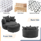 360° Swivel Accent Barrel Chair With Storage Ottoman & 4 Pillows, Modern Leisure Chair Round Accent For Living Room