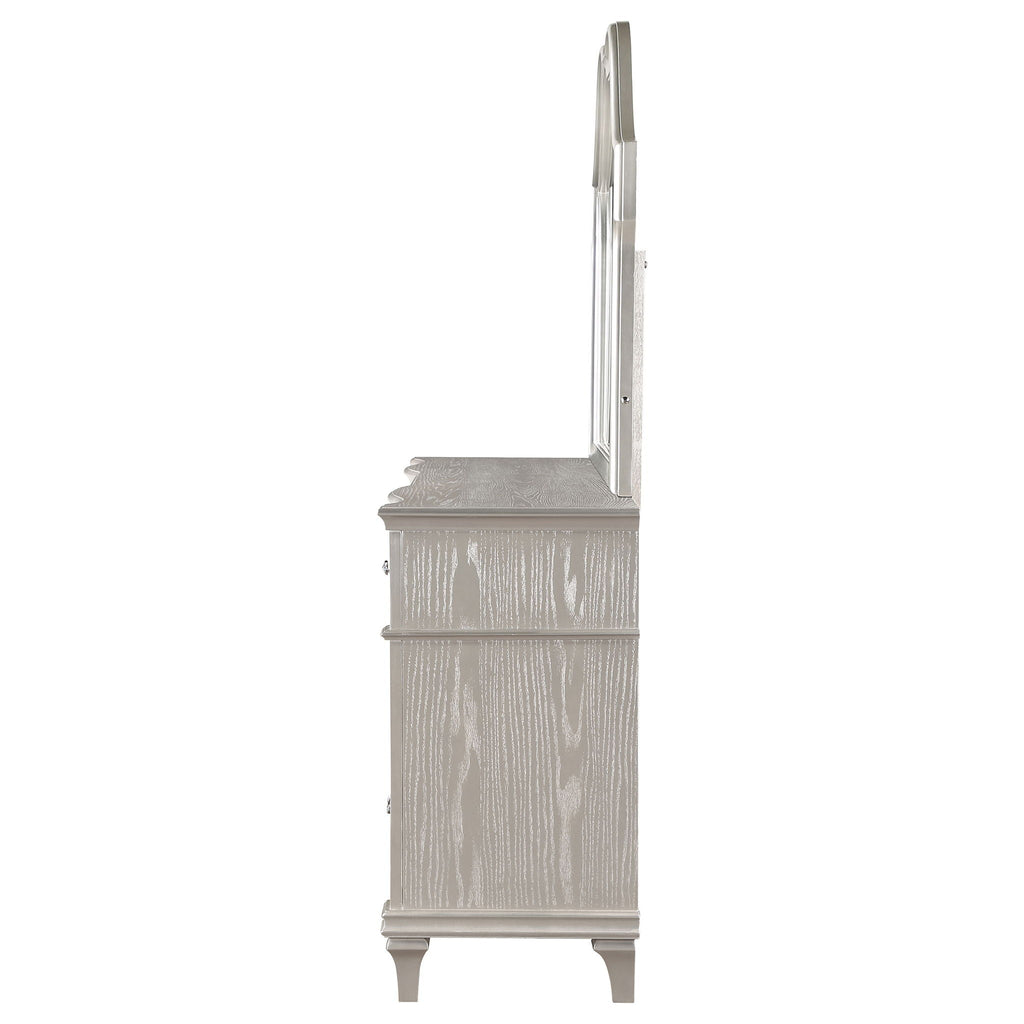 Evangeline 9-drawer Dresser with Mirror Silver Oak