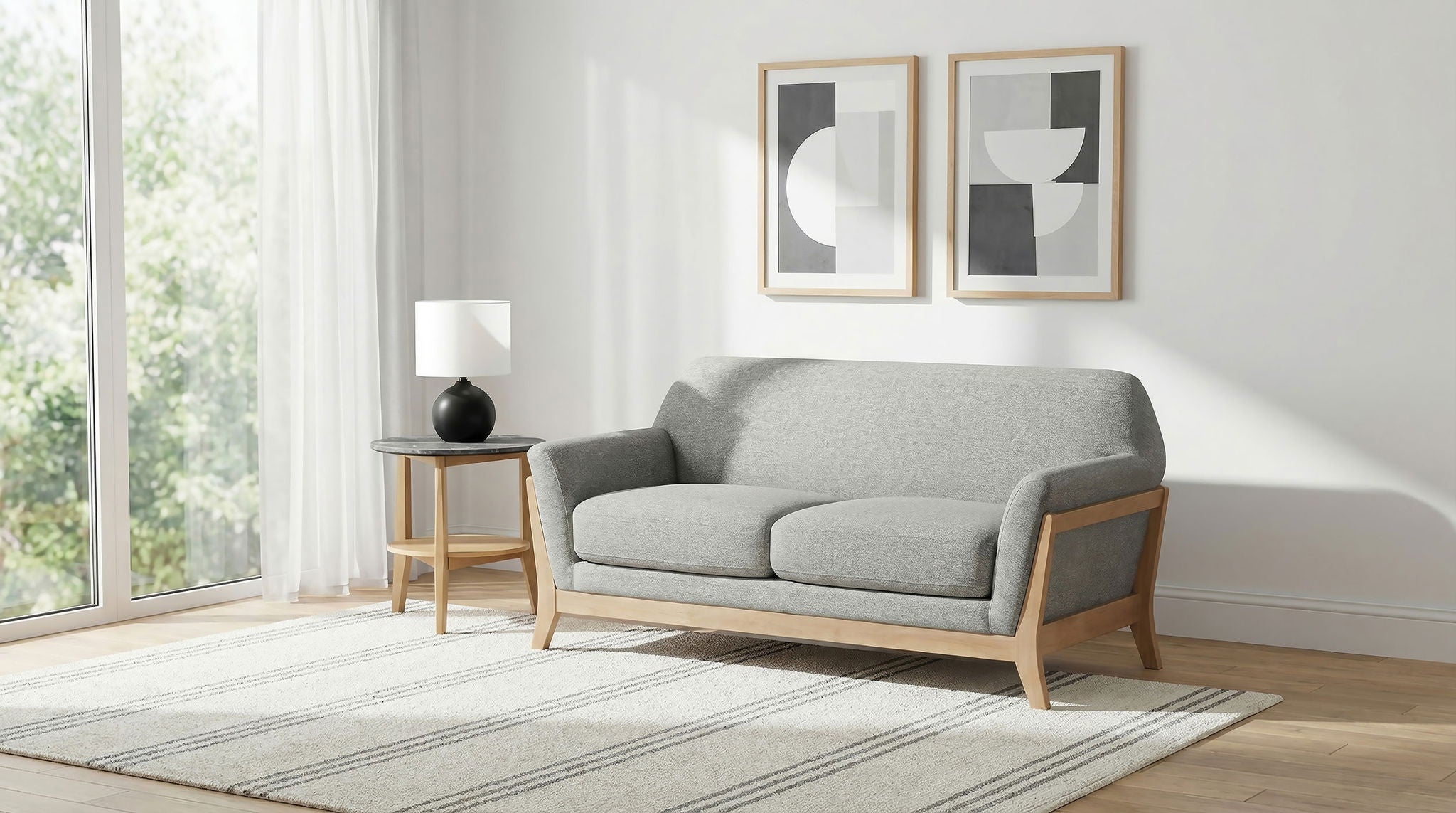 Vaughn Fabric Upholstered Flared Arm Loveseat Grey