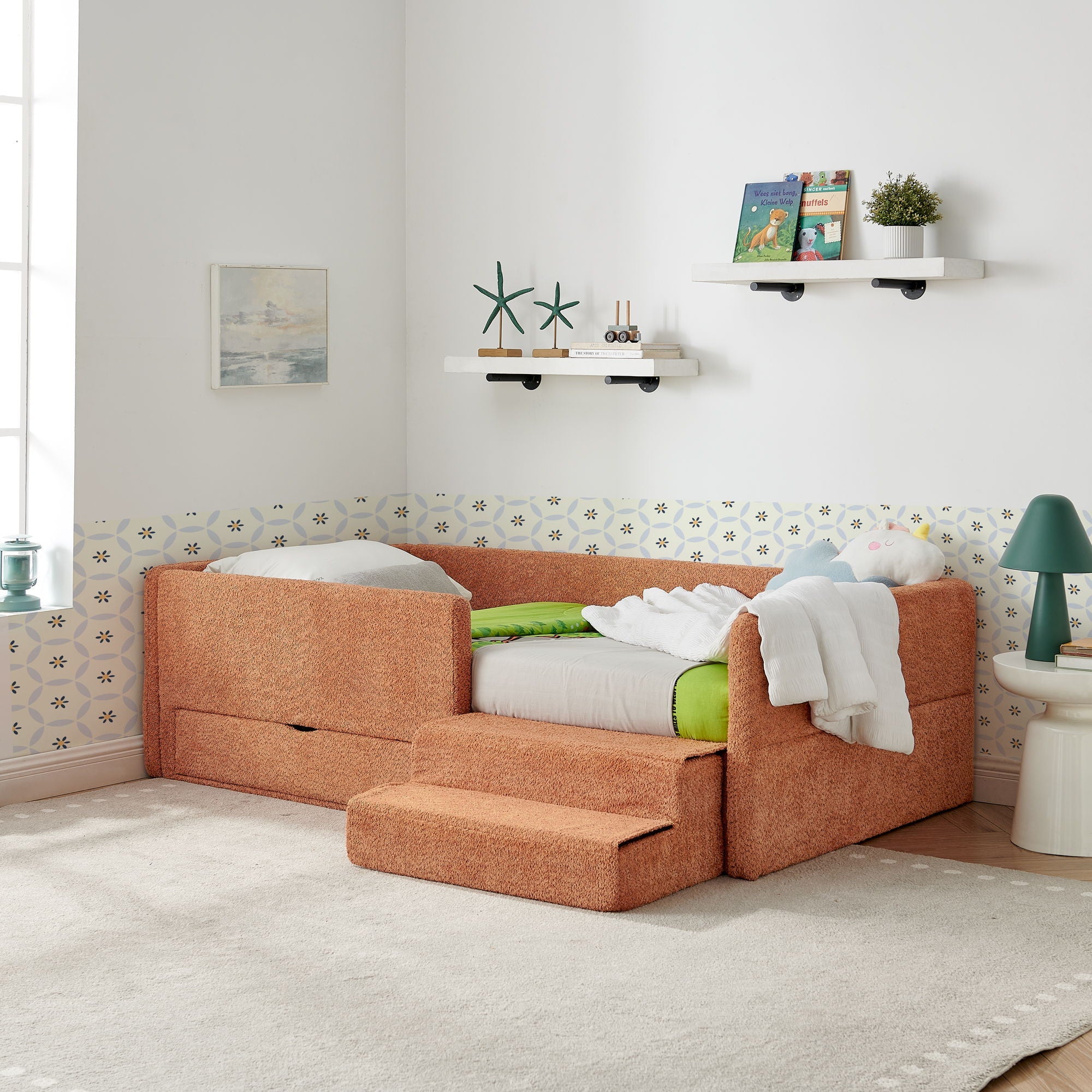 Safe Kids Bed With Guardrails And Storage