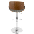 Fabrizzi - Mid Century Modern Adjustable Barstool With Swivel With Rounded T Footrest (Set of 3)