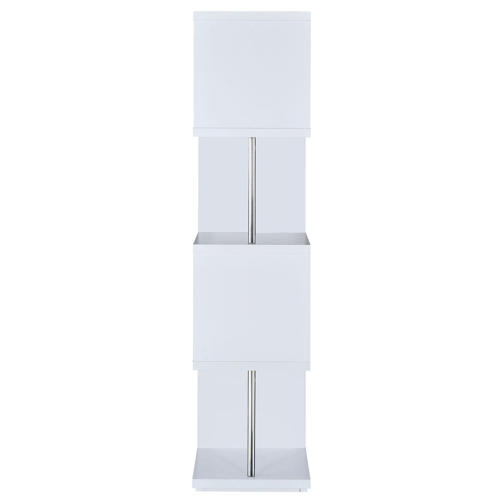 Baxter 67-inch 4-shelf Bookshelf White and Chrome