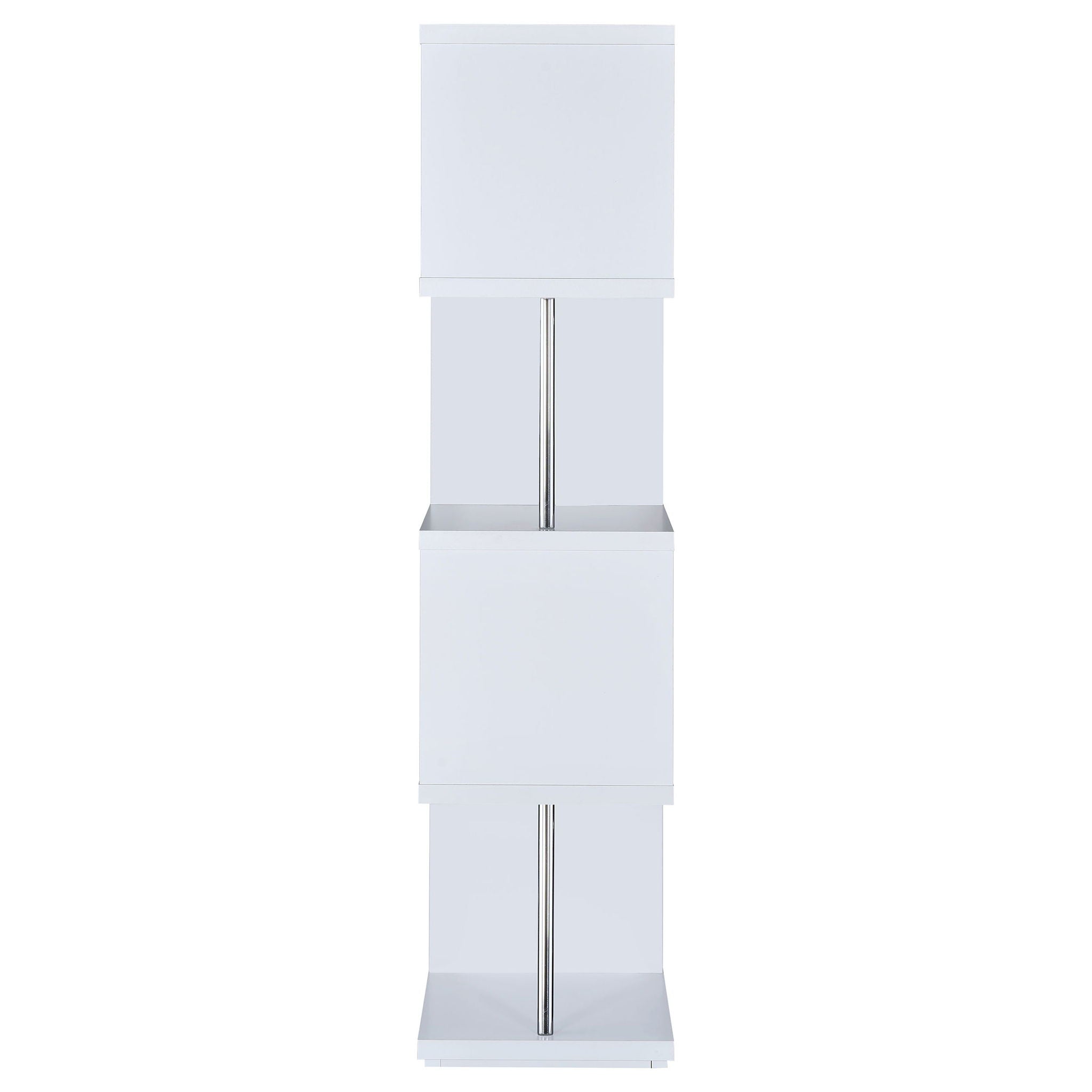 Baxter 67-inch 4-shelf Bookshelf White and Chrome