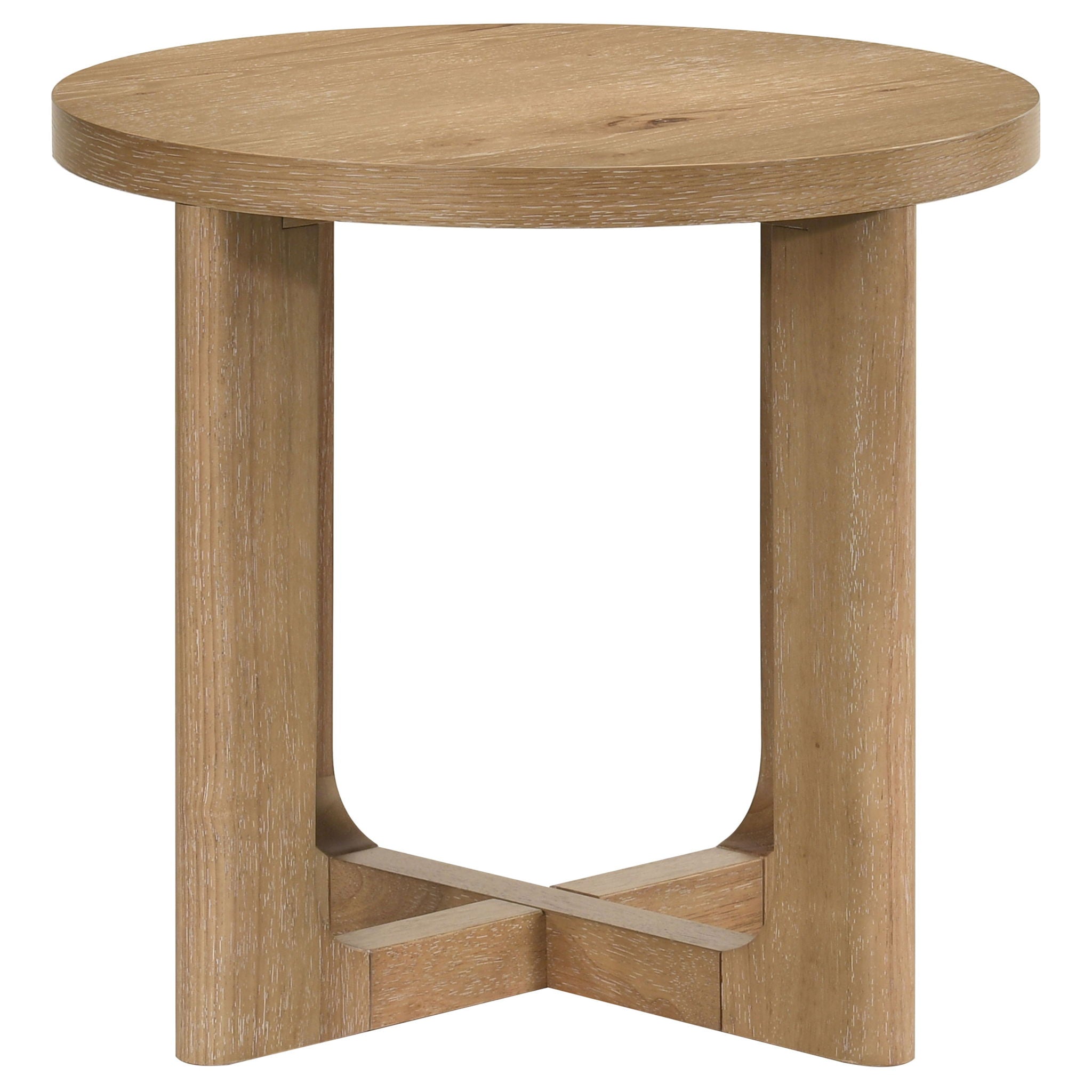 Kessler 3-piece Round Sculptural Wood Coffee Table Set Light Oak