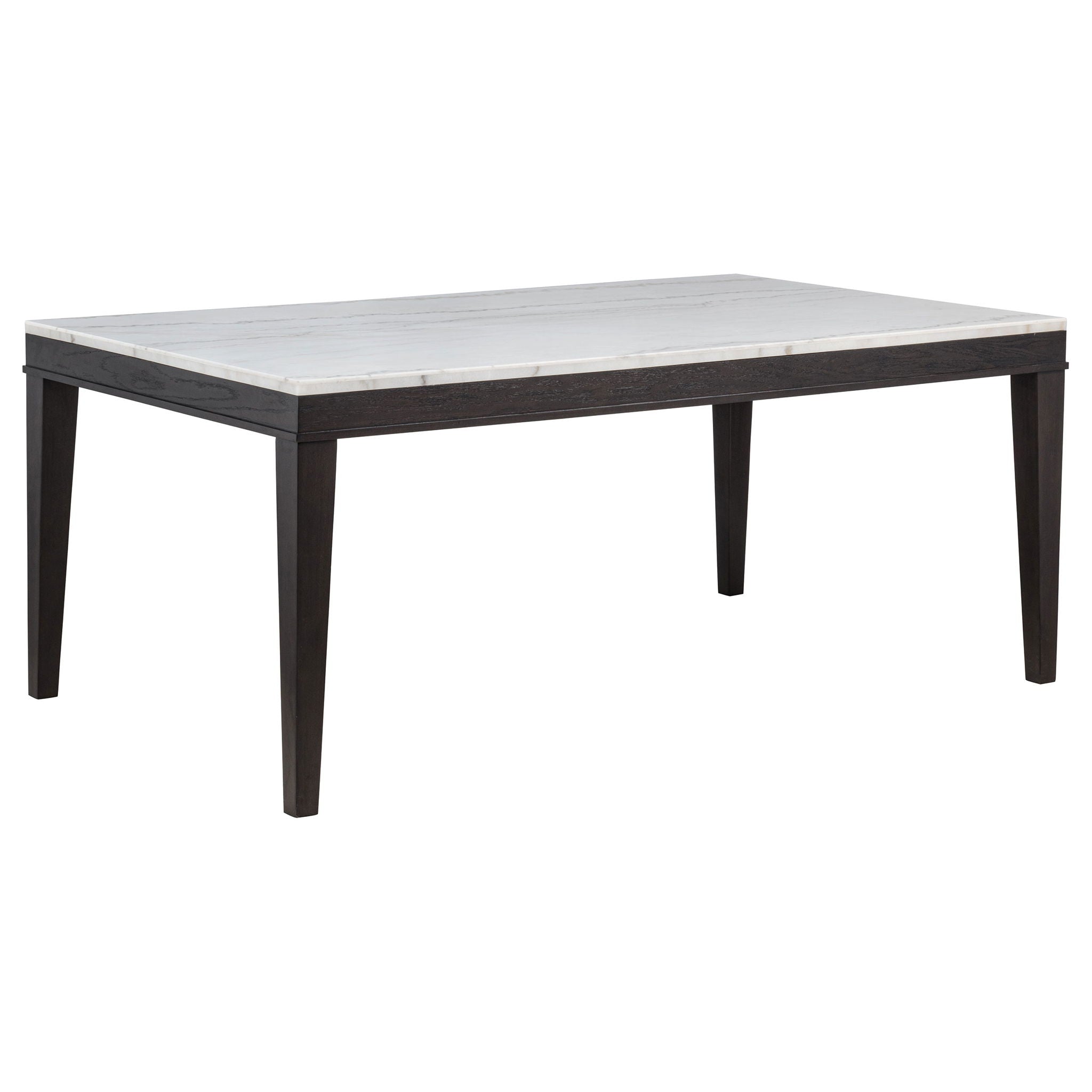 Averill 7-piece White Marble Top Dining Set Dark Grey and Coffee Bean