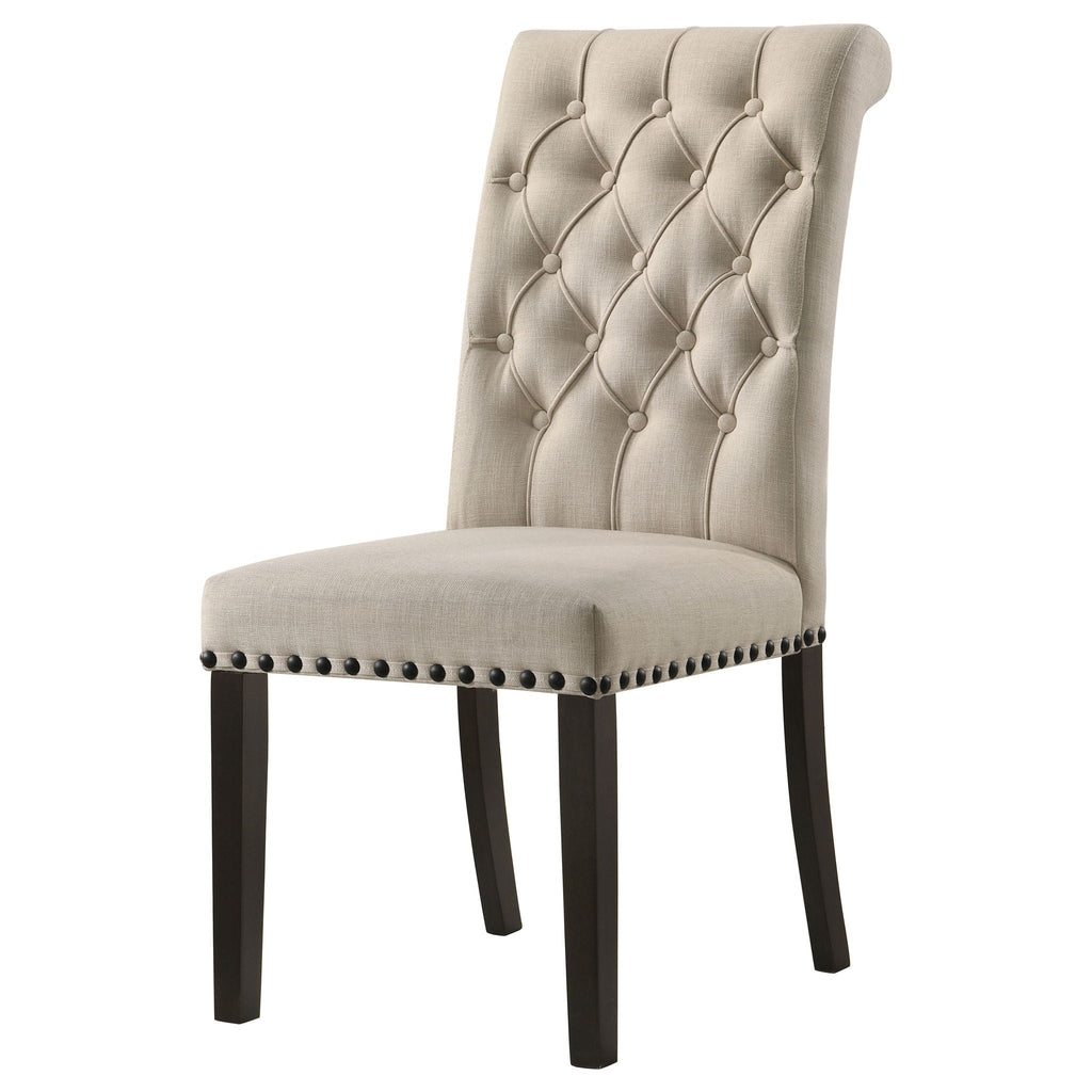 Alana Upholstered Dining Side Chair Beige Smokey Black (Set of 2)