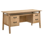 Goodson 64-inch 4-Drawer Double Pedestal Computer Desk Distressed Light Brown