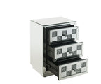 Noralie - 18" X 14" Accent Table With Faux Diamonds - Mirrored