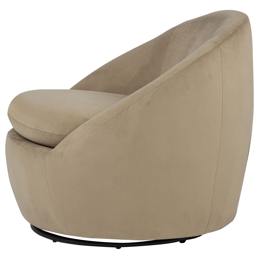 Myernick Velvet Upholstered Swivel Accent Chair Camel