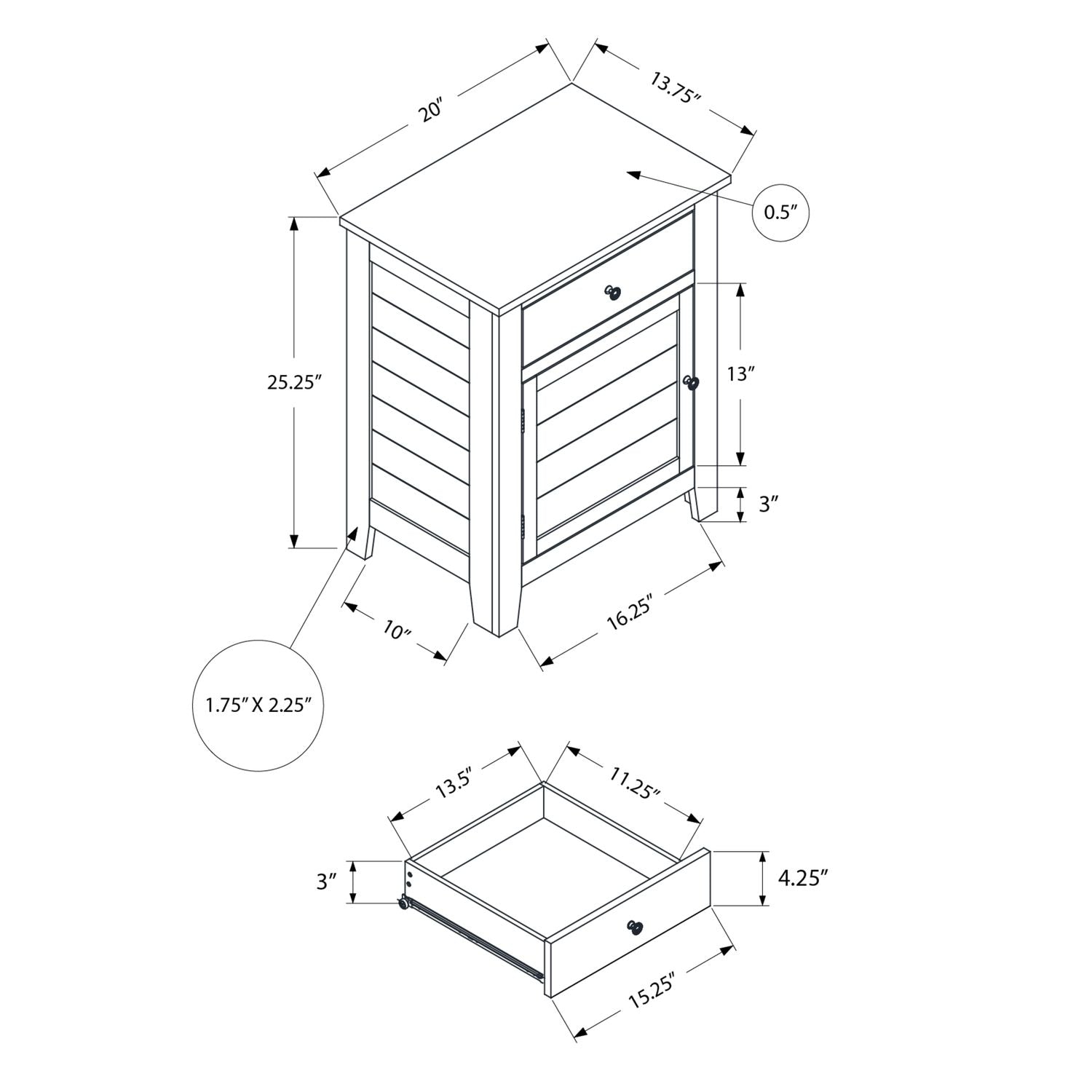 Accent Nightstand, Storage Drawer, Transitional