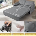 Convertible Pull Out Sofa Bed Queen Size, 3 In 1 With Side Storage