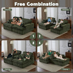 Double Chaise Lounge Chair, Oversized Upholstered Sleeper Cloud Couch