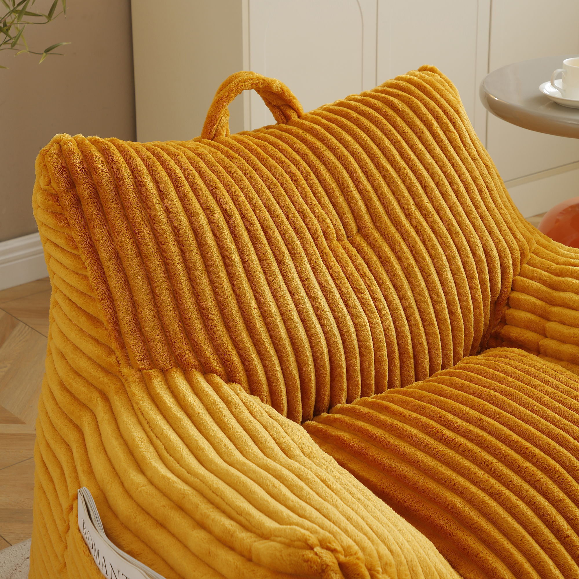 Giant Bean Bag Chair With Armrests And Footstool
