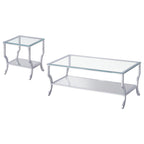 Saide 2-piece Glass Top Coffee and End Table Set Chrome