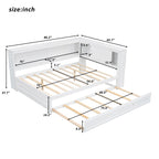 Daybed With Storage Shelves, LED, USB, And Trundle
