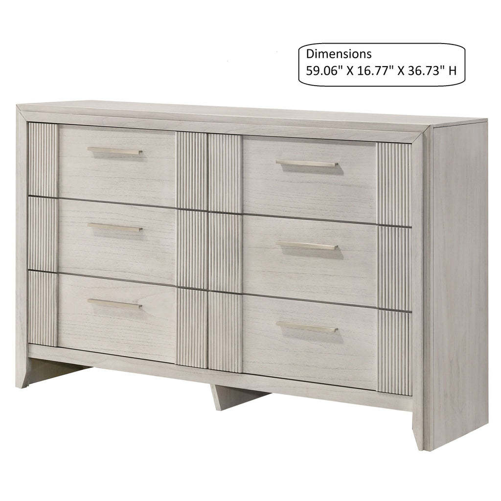6 Drawer Storage Dresser Furniture - Antique White