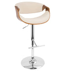 Curvo - Mid Century Modern Adjustable Barstool With Swivel With Straight T Footrest