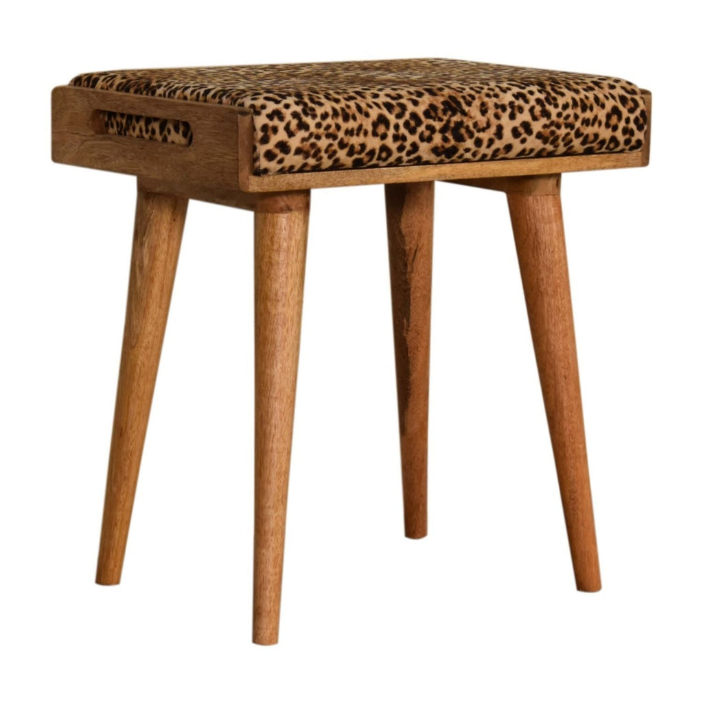 Leopard Tray Style Footstool - Brown Oak