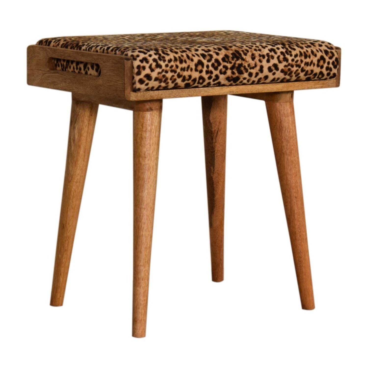 Leopard Tray Style Footstool - Brown Oak