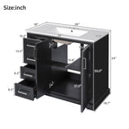 Bathroom Vanity With Sink, Soft Close Doors, Adjustable Shelf & 3 Drawers