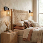 Reef - Single Lights Wall Sconce With Natural Shade Rustic Wicker Wall Light - Black / Rattan