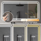 Frameless LED Bathroom Mirror Vanity With Anti Fog Front Lights - Silver