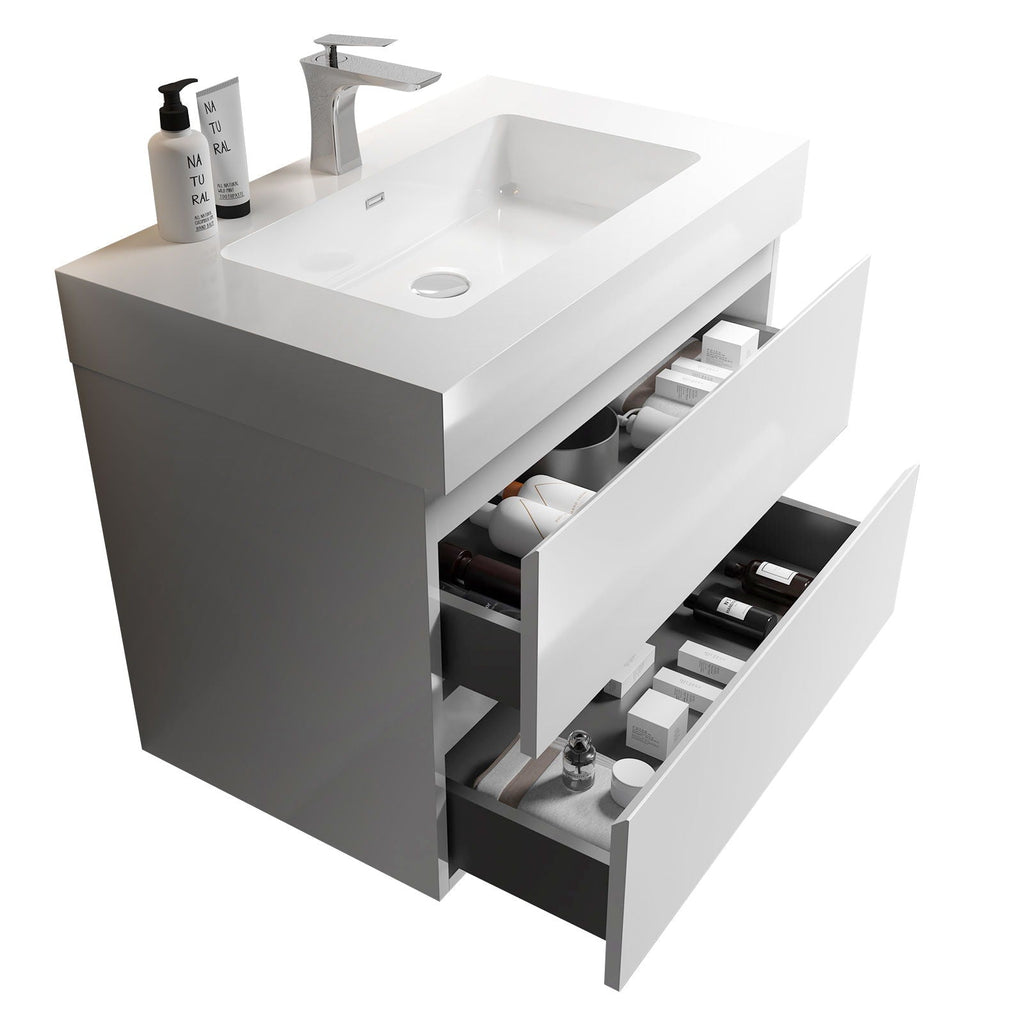 Alice - Bathroom Vanity With Large Storage, Sink, Wall Mounted