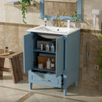Bathroom Vanity With Ornate French Cylinder Legs, Soft Close Drawer