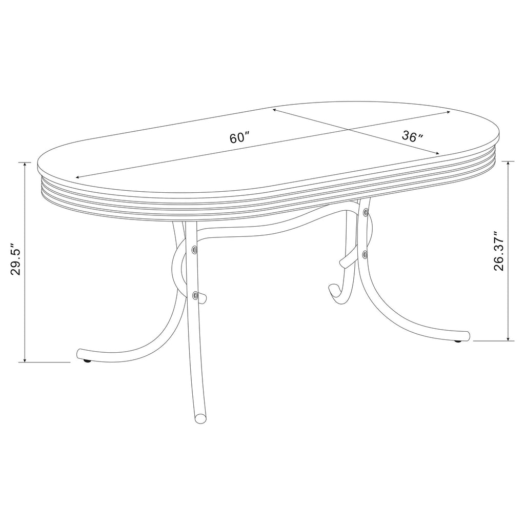 Retro Oval 60-inch Wood Top Dining Table White and Chrome