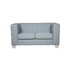 Saree - Loveseat - Light Teal Chenille & White