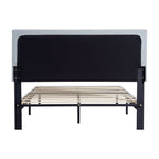 Modern Upholstered Platform Bed Frame With Button Tufted Fabric Headboard