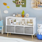 Bookcase With Collapsible Drawers, Book Display Organizer