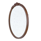 Round Hand Carved Rose Antique Mirror Frame, Wall Mirror For Live Space