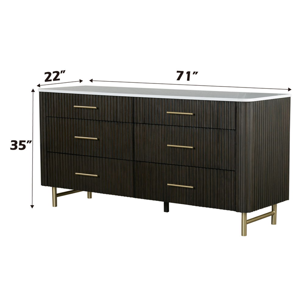 Clayten - Dresser - Marble Top & Espresso