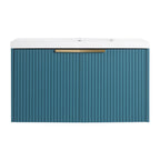 Contemporary Wall Mounted Bathroom Vanity With Resin Double Sink