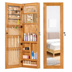 Jewelry Armoire Organizer With Full Length Mirror, Wall Mounted Lockable Cabinet With LED Light