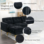 Modern L - Shape Convertible Sectional Sofa With Movable Ottoman